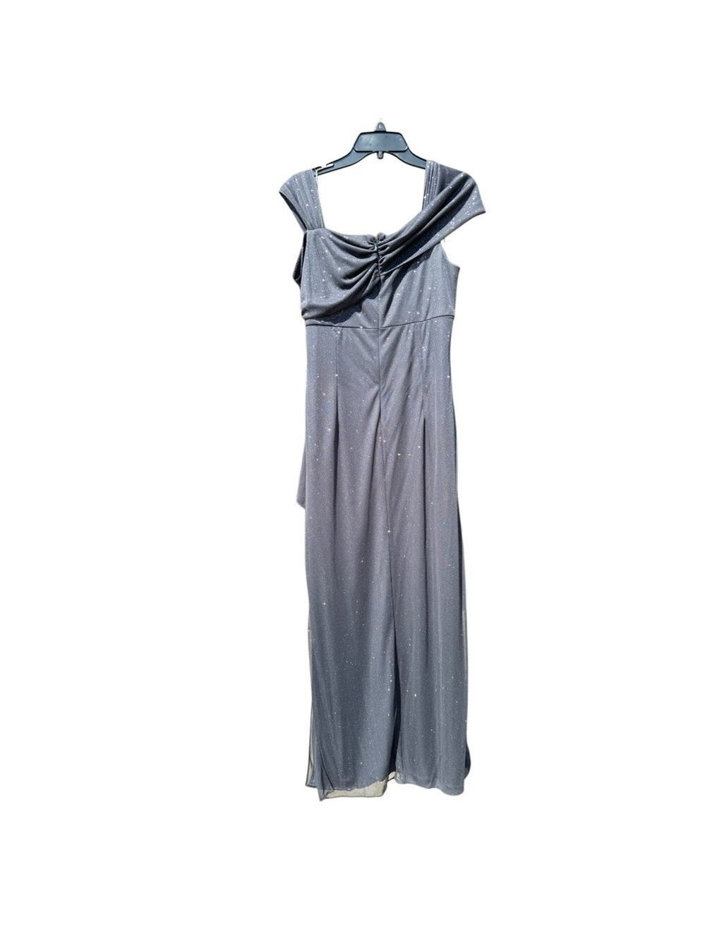 Alex Evenings Petite Sparkle Gown Smoke Grey 12P Formal Dress - Picture 3 of 7
